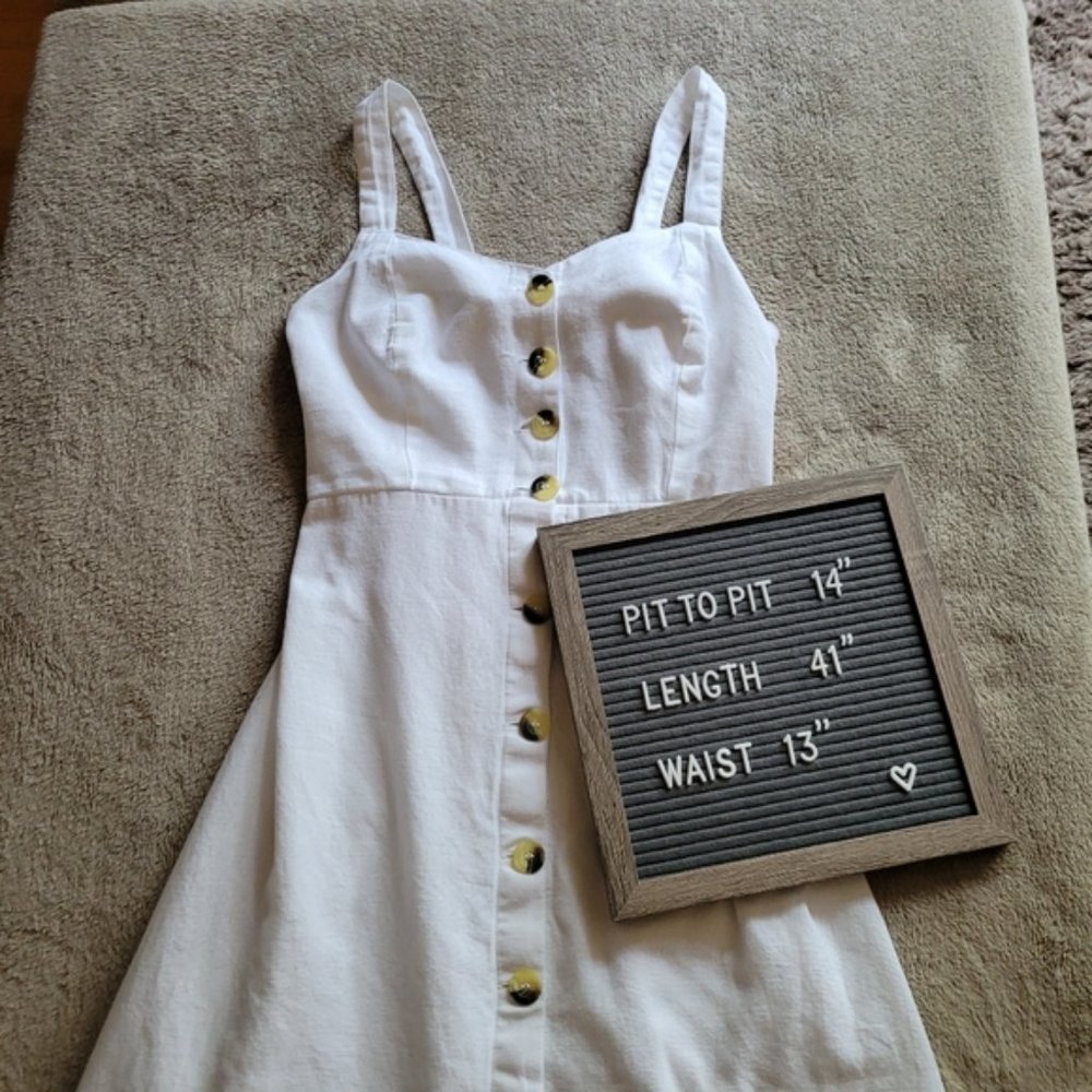 Japna white cotton linen blend button front dress size medium - Picture 6 of 11